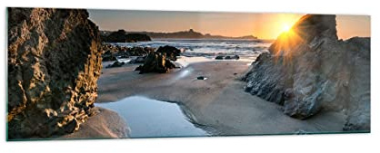 Panorama Bilder auf Glas 160x50cm Glasbild Landschaft britisch Ufer Küste Groß XXL Wanddeko Bild im Glas Schlafzimmer Küche Wandbilder Dekoration Wohnzimmer Modern Wand Kunstdruck Art GAB160x50-3174 | Britische Landschaft Bordüre Dekoratives Bild Groß XXL Wanddekoration Wandkunst Wanddekoration ARTTOR