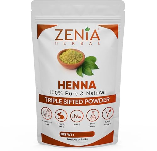 Zenia 100% Pure & Natural Henna Powder (Lawsonia Inermis) | 100g (3.5 oz) | Orange-Red Hair Color | Triple Sifted | Fresh from Rajasthan | No Chemicals, No Additives