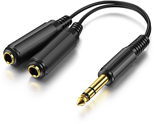 OBVIS 1/4 6.35mm Stereo Plug Male to Dual 1/4 Jack Female Splitter | Adapter Cable Converter, 0.6 feet