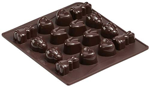 Dr. Oetker Silikon-Schokoladenform Süßer Frühling, Form mit 16 frühlingshaften Motiven, Pralinenform aus hochwertigem Platinsilikon, (Farbe: braun), Menge: 1 Stück