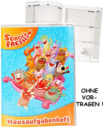 alles-meine.de GmbH Hausaufgabenheft - Sorgenfresser - für Faule - ohne Vortragen der Stunden ! - Schule - incl. Schutzhülle & bunten Seiten - für Mädchen & Jungen/Kinder -..