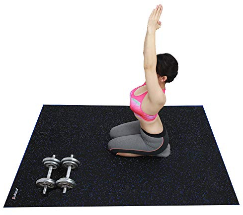 RevTime Große Übung & Wort, Gummimatte 6 x4 '(182,9 x 121,9 cm) schwere Pflicht SBR & EPDM Gummi, Gymnastikmatte, Fitness Equipment Matte Schwarz