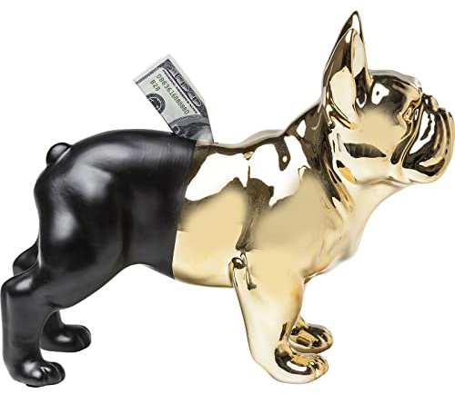 Kare Design Spardose Bulldog, Schwarz-Gold, Aufbewahrung, Steingut, Tier Motiv, 28x34x15 cm