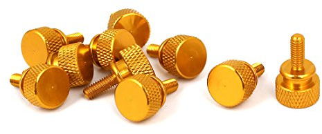 sourcing map 10 Stk Computer PC Fall Schulter Typ Rändel Daumen Schraube Gold Ton M4x10mm | Computer PC Fall Schulter Typ Rändel Daumen Schraube