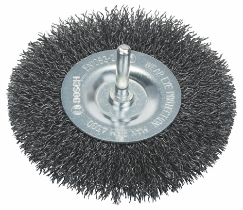 Bosch 1x PRO Steel Longlife Scheibenbürste, gewellter Draht für 6‑mm-Zylinderschaft und Bohrer (Ø 100 mm, Professional Zubehör Bohrmaschine/Schrauber)