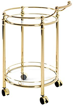 HAKU Möbel Servierwagen vermessingt, Metall, Sicherheitsglas - Maße: B 59 cm x H 79 cm x T 49 cm, Style: Contemporary