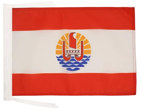 AZ FLAG Flagge Französisch-Polynesien 45x30 cm Polyester 100D Kordeln | Für innen und außen Französische dekorative Flagge Polynésie française doppelte Nähte und verstärkte Kanten mit Schnüre