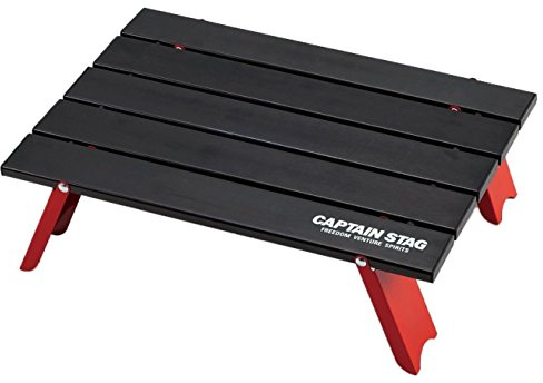 CAPTAIN STAG UC-520 Aluminium-Rolltisch für Camping, Grillen, kompakt, schwarz