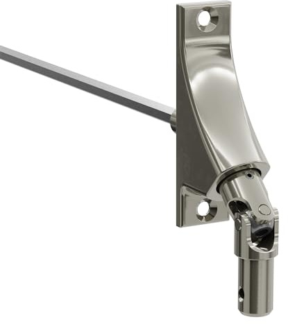 DIWARO.® | Rolladen Gelenklager G061, 90 Grad Umlenkung, Grundplatte 22 x 85 mm mit 2 Befestigungslöcher, Kurbelzapfen Anschluss 12,9 mm, Antrieb zum Rolladengetriebe 6 mm Sechskant.