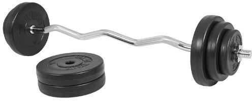 GORILLA SPORTS® Hantelset – 35 kg, SZ-Stange 120 cm, Ø 30 mm, Kunststoff-Hantelscheiben mit Zementfüllung, 2 Sternverschlüsse – Curlstange, Hantelstange, Fitness, Krafttraining, Home Gym