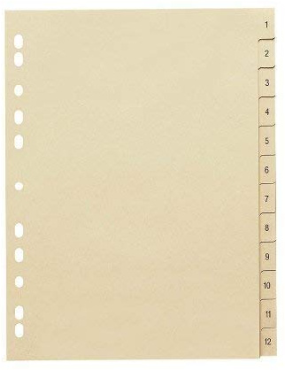 Hausmarke Keine Marke 846112-1110-81 Papier-Register 1-12 10x Vf A4
