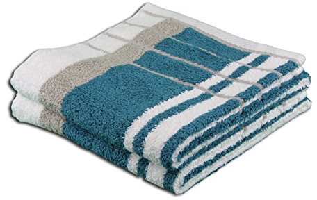 Gözze - Strandtücher, 2er-Set, 100% Baumwolle, Berlin, Streifen, 50 x 100 cm - Petrol/Taupe