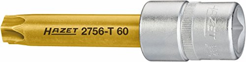 HAZET Kardanwelle TORX Schraubendreher-Einsatz 2756-T60, Kugelsicherung | 1/2 Zoll (12,5 mm) Vierkant hohl, Antrieb 1/2 Zoll (12,5 mm) Vierkant hohl, Abtrieb Innen TORX Profil, Klinge Sonderstahl