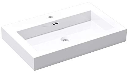 Mai & Mai Wall-Mounted Bathroom Basin 73cm Countertop Solid Surface Sink Colossum818 White Cast Marble Vanity Basin