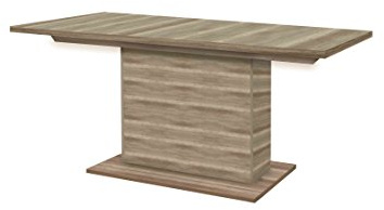 Forte CALPE Esstisch Antik 160, Vintage Esstisch mit Synchronauszug und einer innenliegenden Einlage, Esszimer, Holzwerkstoff, Eiche Antik Holzdekor, 160 cm breit x 90 cm tief x 76,59 cm hoch