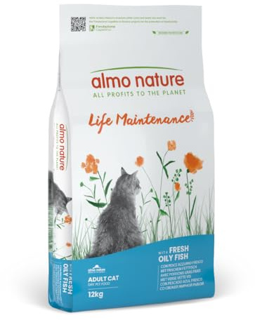 Almo Nature Life Maintenance - Crocchette per Gatti Adulti con Pesce Azzurro Fresco come 1° Ingrediente - Sacco da 12kg