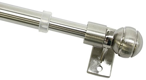 Gardinia 4146 Caféhausstange Meran Ø 8/10 mm, Metall, ausziehbar 40-60 cm, inklusiv 2 Träger, edelstahl-optik