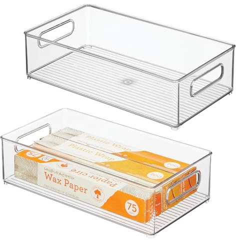 iDesign Stackable Fridge Bin - Storage Bin for Freezer or Pantry, Set of 2, Clear, Made in USA