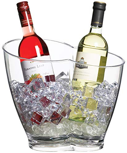 BarCraft Wine Cooler Bucket, Double Sided Design for 2 Bottles, Plastic, Transparent, 7 Litres