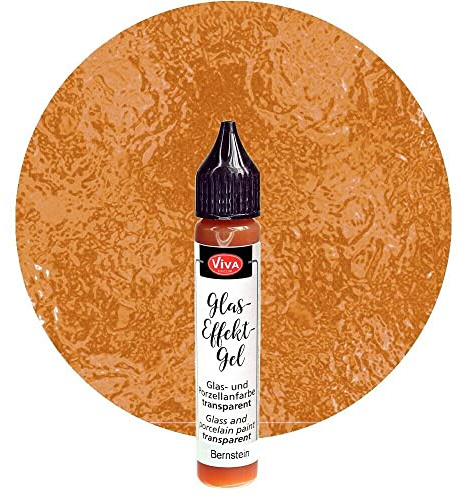 Viva Decor Glas-Effekt-Gel (Bernstein, 28 ml) Glass Pen - Porzellanstifte - Farbe für Glas - Keramik Farbe - Glass Color - Glasmalfarbe wasserfest/spülfest