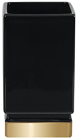 Spirella Roma Verre à Dents en grès Noir/doré