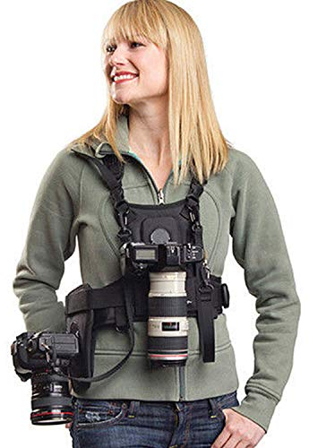 Multi Camera Carrying Chest Harness System Vest with Side Holster & Cleaning Cloth for Canon 6D 600D 5D2 5D3 Nikon D90 Sony A7S A7R A7S2 Panasonic Olympus DSLR Cameras
