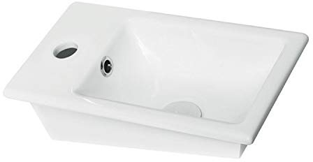 CeraStyle 071000-U-One Hole Mini Rectangle Ceramic Self Rimming Sink, White