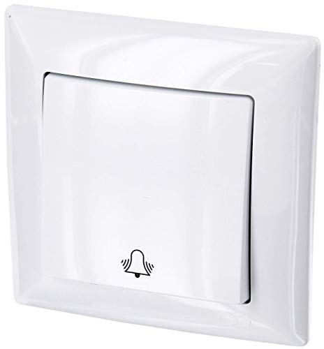 Pulsante a filo, simbolo campanello, terminale plug-in, tutto in uno, serie G1 bianco puro