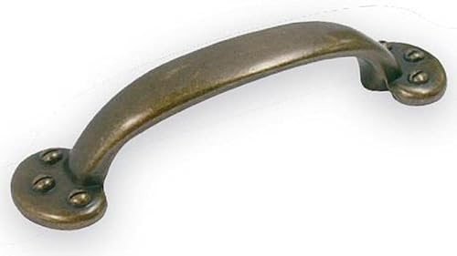 SIRO Möbelgriff Wachtberg, Landhaus, Klassisch, Vintage, Druckguss altmessingfarbig brüniert getrommelt, 143 mm x 30 mm x 36 mm, LA 96 mm, 1681-144ZN10