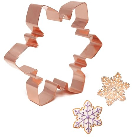 Elegant Copper Snowflake Cookie Cutter – 4 Inches, USA-Made, Food-Safe, Durable Baking Tool for Holiday and Winter-Themed Cookies