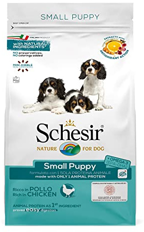 Schesir, Small Puppy, Cibo Secco per cuccioli di cane, Completo e Bilanciato, Ricco in Pollo, con Vitamine Aggiunte, Cruelty-Free, 2Kg