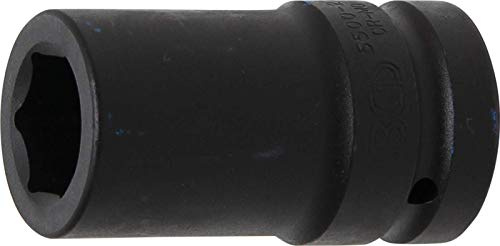 BGS 5500-27 | Kraft-Steckschlüssel-Einsatz Sechskant, tief | SW 27 mm | Antrieb Innenvierkant 25 mm (1) | Länge 90 mm | Chrom-Molybdän-Stahl | phosphatiert | für Hand- und Schlagschrauberbetrieb