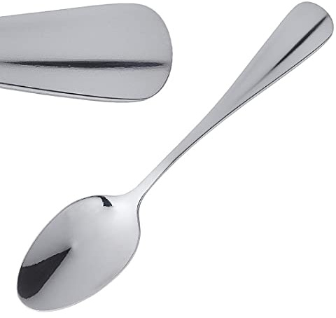 Olympia Baguette Stainless Steel Teaspoons 135mm, 12 Pack | High polish finish adds a brilliant shine, while a central handle line suits busy commercial restaurants, bistros and pubs.