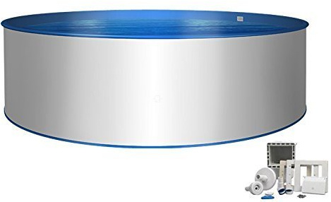 Piscina mediPOOL Premium Ø 4,00 x 1,20 m, acciaio 0,6 mm, rivestimento in acciaio, rotonda con set skimmer, ugello e termometro, per attività ricreative all'aperto, relax, esercizio fisico