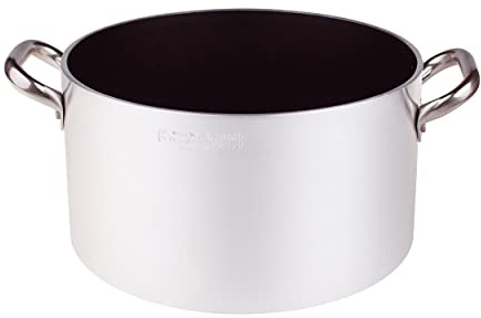 Ollas Agnelli Platinum Alta Cazuela, de Aluminio, con 2 Asas en Acero Inoxidable, Plata, 20 cm