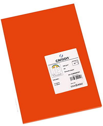 Canson Iris Vivaldi A4 185 GSM slätt färgpapper – tomat (paket med 50 ark)
