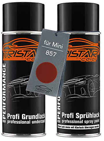 TRISTARcolor Autolack Spraydosen Set für Mini 857 Nightfire Red Metallic Grundlack Basislack Sprühdose 400ml
