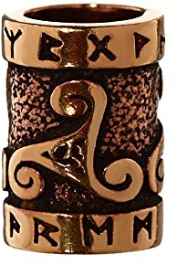 NKlaus Haarschmuck Bartperle TRIRUNA Triskel mit Runen Bronze Lockenperle 6414