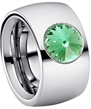 Heideman Damen-Ring coma 14 poliert kristallemedium 10mm Ringe mit Stein Zirkonia Edelstein Edelstahl Größen 50-64