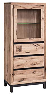 MASSIVMOEBEL24.DE | VILLANDERS Vitrine 65x40x148 Wildeiche geölt - Versch Farben, Farbe:beige geölt, Größe:65x40x148 cm (BxTxH)