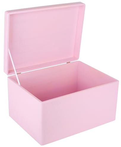 Creative Deco XXL Rosa Große Holzkiste mit Deckel | 40x30x24 cm (+/-1cm) | Holztruhe Erinnerungsbox Baby Holzbox mit Deckel Weihnachten Kasten | Für Dokumente, Spielzeuge | ROH, UNGESCHLIFFEN