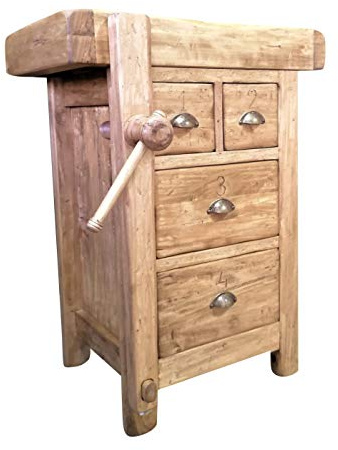 Biscottini Mesa Alta de Trabajo, 82 x 57 x 64 cm, Fabricada en Italia, Isla de Cocina, encimera de Madera Maciza, mostrador de Cocina, encimera de Madera