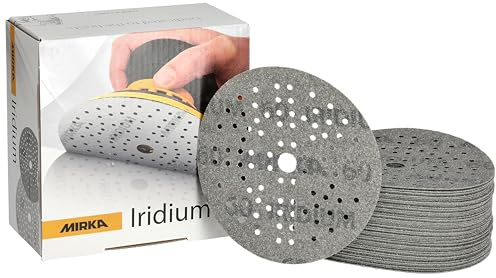 Mirka Schleifpapier Iridium Ø 125 mm Klett 89-Loch Korn 60 50 Stk | Premium-Schleifpapier Korn 60 für Lack Spachtel Grundierung Holz Stahl Mineralwerkstoffe Kunststoff vielseitig einsetzbar