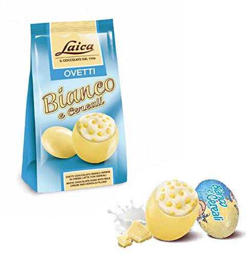 1 KG OVETTI CIOCCOLATO BIANCO CON CREMA AL LATTE E CEREALI LAICA PASQUA SFUSI