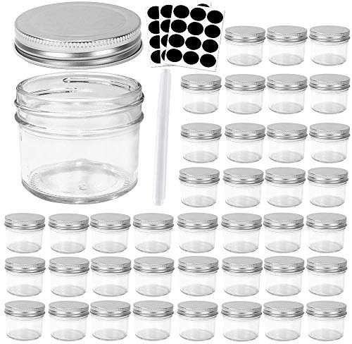 Betrome 40 Pack 4 oz Clear Glass Canning Jars with Lids,Small Maosn Jars | 120ml Round Canning & Jelly Jars Small Spice Jars for Herb,Jelly,Jams, for Kitchen Storage