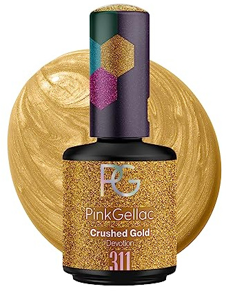 Pink Gellac UV-gel nagellack – 311 krossat guld 15 ml – shellac nagellack guld – Gel Nail Polish – Gelnagellack för UV-lampa – Lätt att använda gellack – UV nagellack Made in Holland