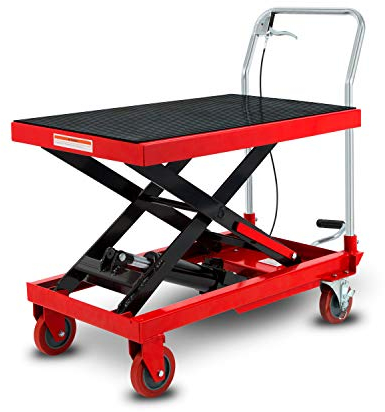 EBERTH Hubwagen Hubtisch Scherenhubwagen Scherenhubtisch Hydraulisch Traglast 750kg (Stahl, Robuste & Geräuscharme Räder, Tisch 820x520mm, Hubhöhe 280-780mm, Bremse, Hubpedal, Senkgriff, Anti Rutsch)