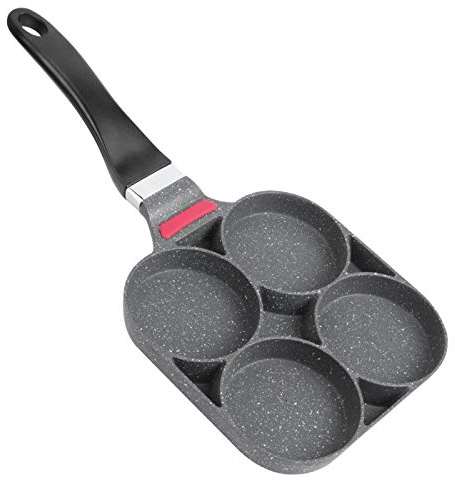 Egg Hamburger Frying Pan 4 Cup Mold,Breakfast Pancake Cooking Pan Aluminum Frying Pan Mold with Handle(Open Flame)