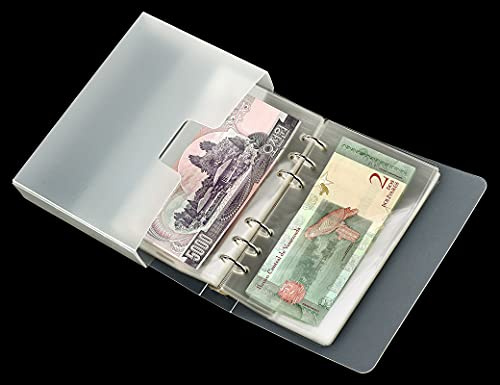 Ettonsun Thickened 100 Pocket Dollar Bill Holders for Collectors Paper Money Currency Storage Album Holder Collection Book Banknote Stamp Collecting Supplies, Small Size for Travel