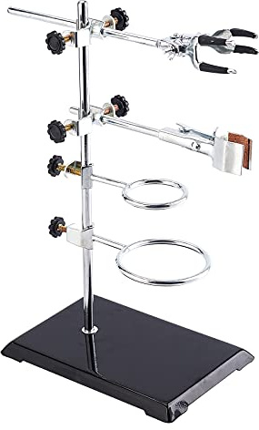 OLYCRAFT Labor Ständer Halter Labor Grade Stand Support Set, Mit Beschichteter Basis (8.3X5.4), Stange (Länge 13.8), Retortenringe, Kolbenklemme, Klemme Retortenbacke Und Laborfingerklemme
